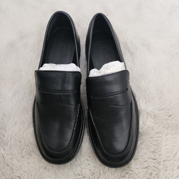 NEW Everlane The Lug Sole Chunky Platform Black Leather Loafers - Picture 3 of 11
